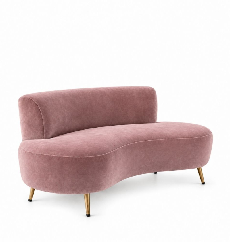 Sofa Cong Flow - Nhung Hồng Dusty