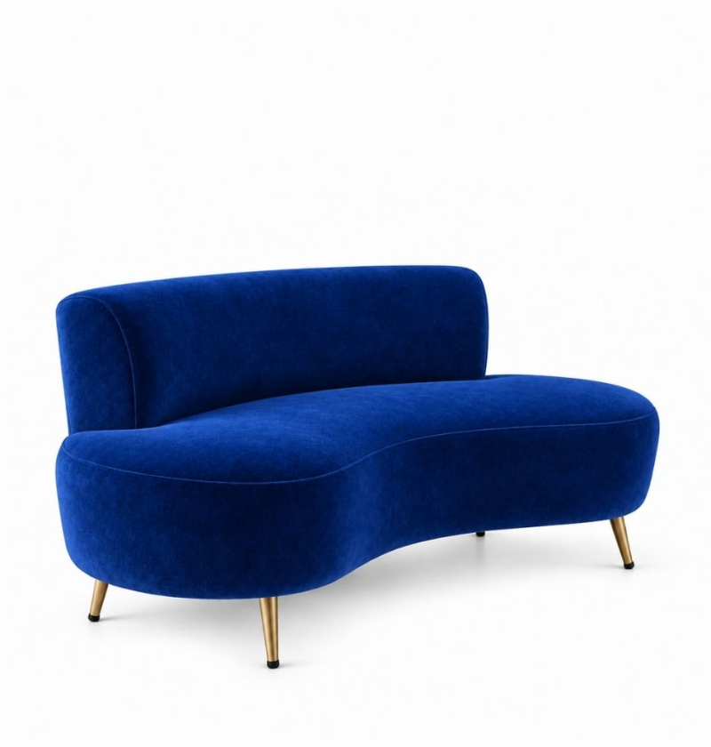 Sofa Cong Flow - Nhung Xanh Cobalt