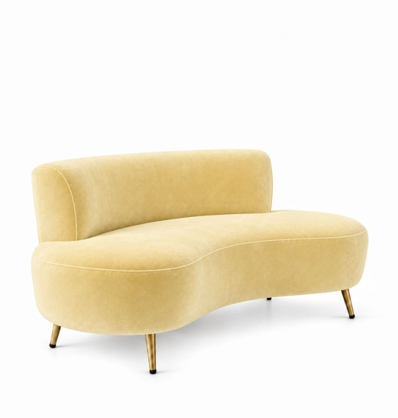 Sofa Cong Flow - Nhung Vàng Bơ